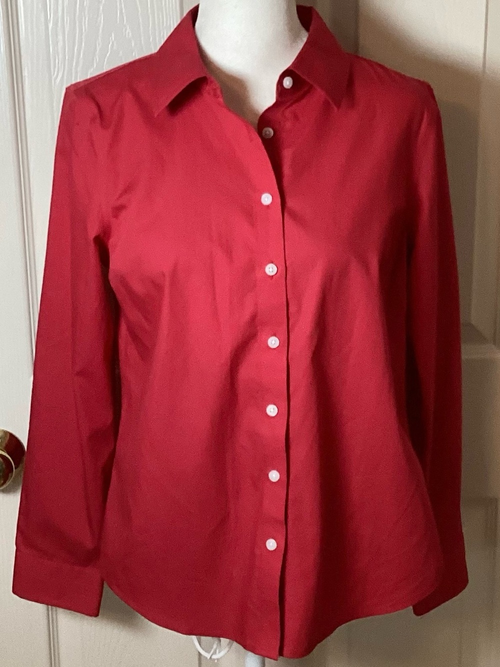 Talbots Wrinkle Resistant Red Button-Down Petite Shirt - SP